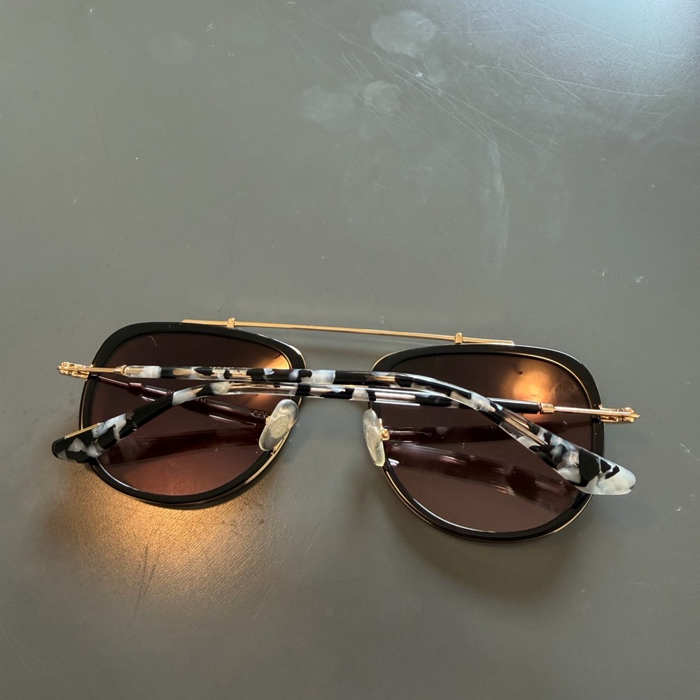 Krewe Black and Gold Aviator Sunglasses - Picture 2 of 2